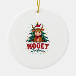 Highland-Kuh Färse Weihnachtsmann Hut Mooey Weihna Keramik Ornament