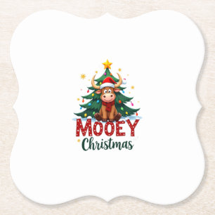 Highland-Kuh Färse Weihnachtsmannmütze Mooey Weihn Untersetzer