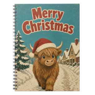 Highland-Kuh-Feiertagsstraße Tier-Weihnachten Notizblock