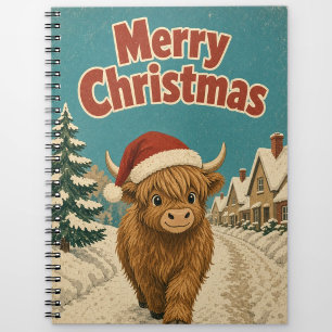 Highland-Kuh-Feiertagsstraße Tier-Weihnachten Notizblock