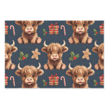 Highland-Kuh Festlich Weihnachtsmann Weihnachten