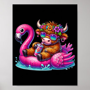 Highland-Kuh Flamingo ol Float Sommer Hawaii Stran Poster