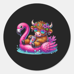 Highland-Kuh Flamingo ol Float Sommer Hawaii Stran Runder Aufkleber