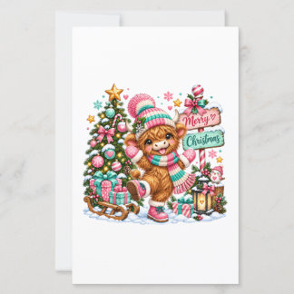 Highland-Kuh Frohe Weihnachten