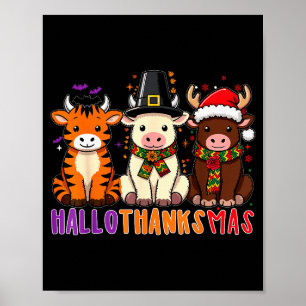 Highland-Kuh Hallothanksmas Weihnachtsfeiertag Poster