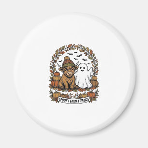 Highland-Kuh Halloween-Geist-Kürbis Vintage-Kunst Magnet