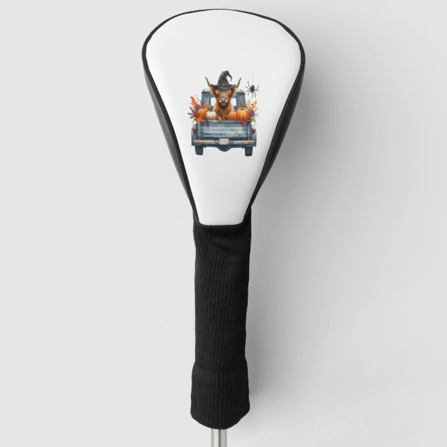 Highland-Kuh Halloween Herbst Golf Headcover (Vorderseite)
