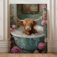Highland-Kuh in floraler Badewanne Kunst