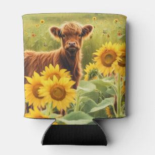 Highland-Kuh in Sonnenblumen Süße Koozie Dosenkühler