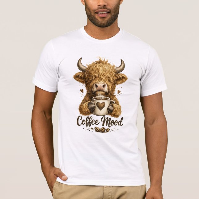 Highland-Kuh-Kaffee-Tee T-Shirt (Vorderseite)