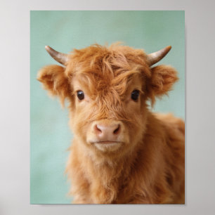 Highland-Kuh-Kalb-Kinderzimmer-Kunst Poster
