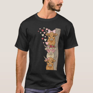 Highland-Kuh-Kalb Valentinstag Peekaboo-Landwirtsc T-Shirt