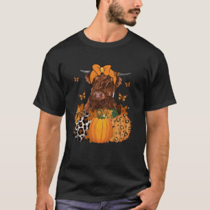 Highland-Kuh Kürbis Retro Herbst Thanksgiving T-Shirt