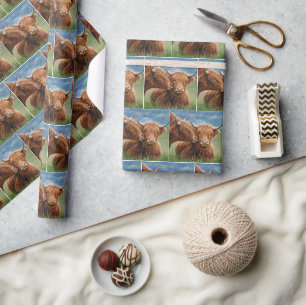 Highland-Kuh küsst Kuh Geschenkpapier