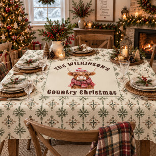 Highland-Kuh-Land-Weihnachten-Schneeflocke  Tischdecke