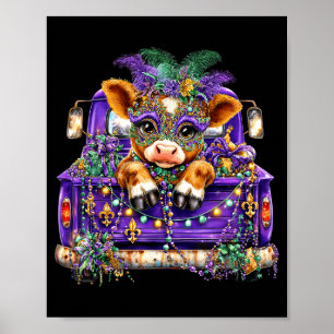 Highland-Kuh Mardi Gras LKW Nola Süße Kinder Mädch Poster