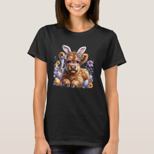Highland-Kuh-Osterhase-Moo-Blumen-Ostereiersuche-K T-Shirt