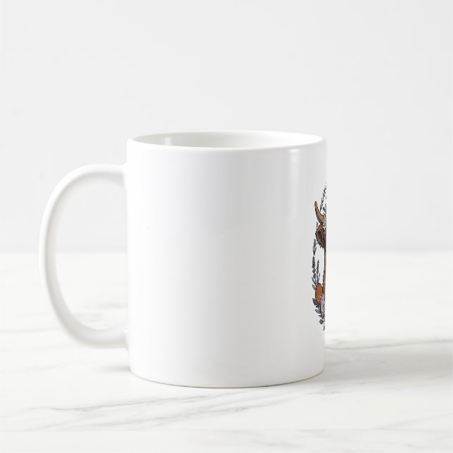 Highland-Kuh-Ostern Vintage-Blumen-Ei-Kunst Kaffeetasse (Links)