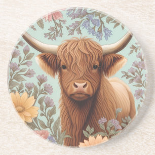 Highland-Kuh-Pastell William Morris inspirierte Bl Getränkeuntersetzer