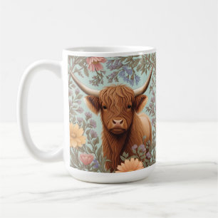 Highland-Kuh-Pastell William Morris inspirierte Fl Kaffeetasse