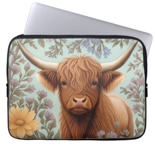 Highland-Kuh-Pastell William Morris inspirierte Fl Laptopschutzhülle
