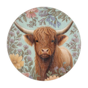 Highland-Kuh Pastell William Morris inspirierte Fl Schneidebrett
