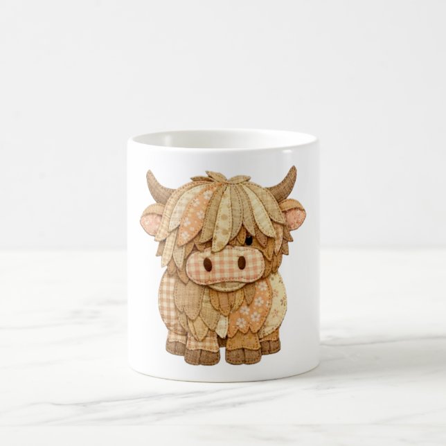 Highland-Kuh-Patchwork Kaffeetasse (Mittel)