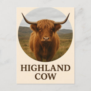 Highland-Kuh-Porträtposter mit "Highland-Kuh" Feiertagspostkarte