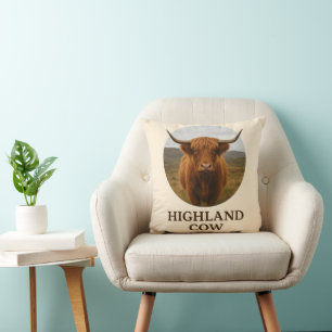 Highland-Kuh-Porträtposter mit "Highland-Kuh" Kissen
