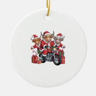 Highland-Kuh-Rind-Tier-Weihnachtsschlitten Lustig Keramik Ornament