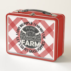 Highland-Kuh-Rot-Gras-Welpen-Lunchbox Metall Brotdose
