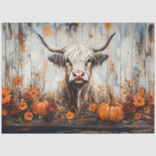 Highland-Kuh Rustikale Herbstmalerei Decoupage Seidenpapier