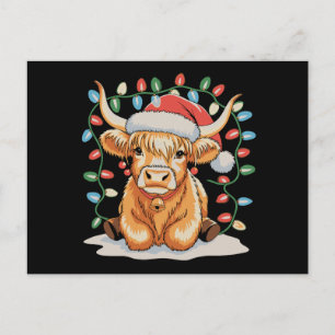 Highland-Kuh-Santa-Weihnachten-Xmas-Feiertag Feiertagspostkarte