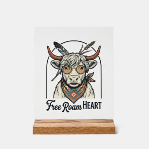 Highland-Kuh-Shirt Freigeist Vintage-Gravur A Acrylschild