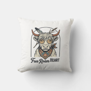 Highland-Kuh-Shirt Freigeist Vintage-Gravur A Kissen