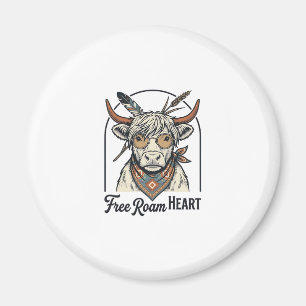 Highland-Kuh-Shirt Freigeist Vintage-Gravur A Magnet