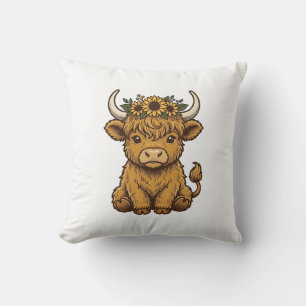Highland-Kuh-Shirt Süße Sonnenblume Kalb Kunst Kissen