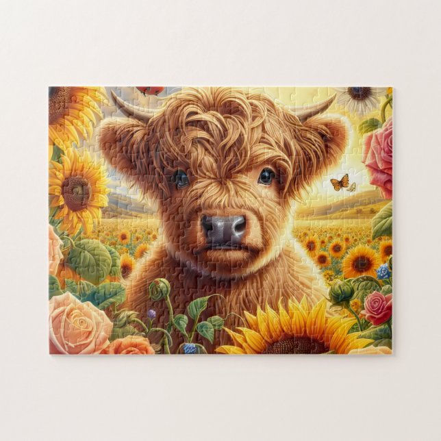 Highland-Kuh-Sonnenblume Puzzle (Horizontal)