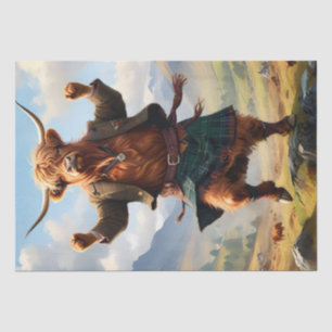 Highland-Kuh tanzt Highland Fling, Seidenpapier
