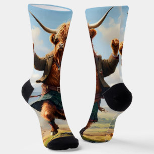 Highland-Kuh tanzt Highland Fling, Socken