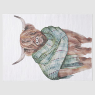 Highland-Kuh-Tartan-Scalf-Aquarell Seidenpapier
