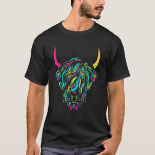 Highland-Kuh-Tierdruck I Farbige Kuh T-Shirt