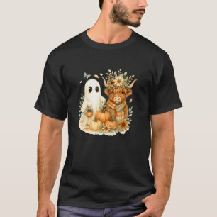 Highland-Kuh und Geist-Kürbisfeld-Aquarell-Halle T-Shirt