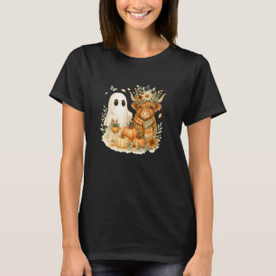 Highland-Kuh und Geist-Kürbisfeld Wasserfarbe Hall T-Shirt