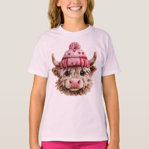 Highland-Kuh Valentinstag Süße Liebeskuh mit Herze T-Shirt