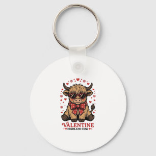 Highland-Kuh-Valentinstag Süße Vintage-Stich-Shir Schlüsselanhänger
