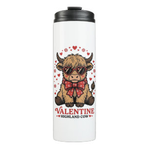 Highland-Kuh-Valentinstag Süße Vintage-Stich-Shir Thermosbecher