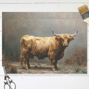 Highland Kuh Vollkörper Vintage-Malerei Decoupage Seidenpapier