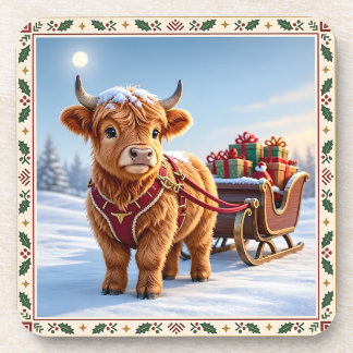 Highland-Kuh Weihnachten Getränkeuntersetzer