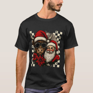 Highland-Kuh-Weihnachten Kariert Retro Vintage T-Shirt